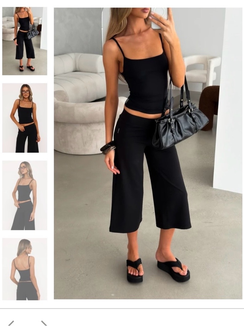 Calvin Klein Y2K sporty black pull on wide leg crop pants S